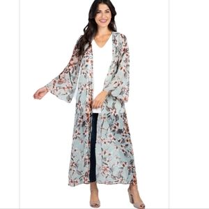 Pinkblush Floral Kimono Jacket - Blue and Red